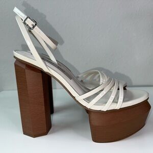 Gianni Bini Parrish Cream Patent Strappy Platform Hippie Heels